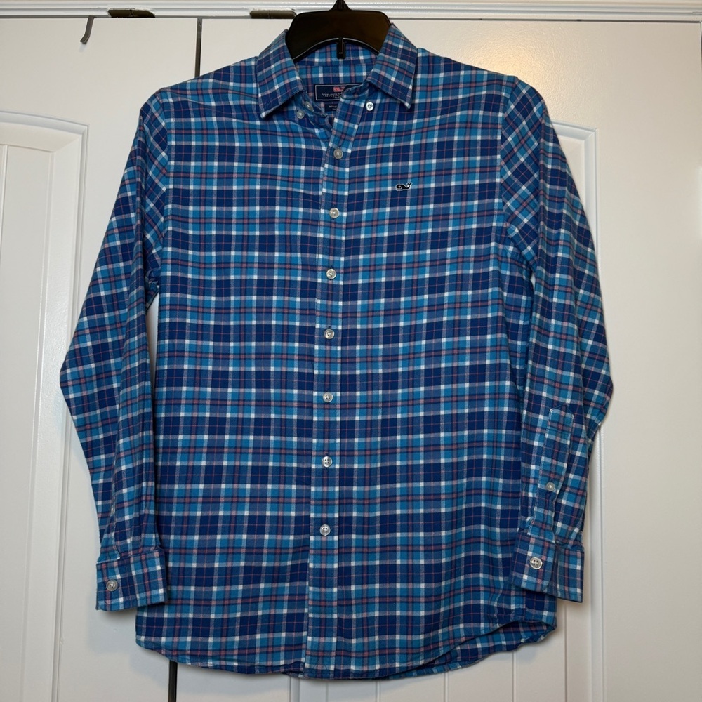 Vineyard Vines Blue Plaid Casual Button Down Shirt